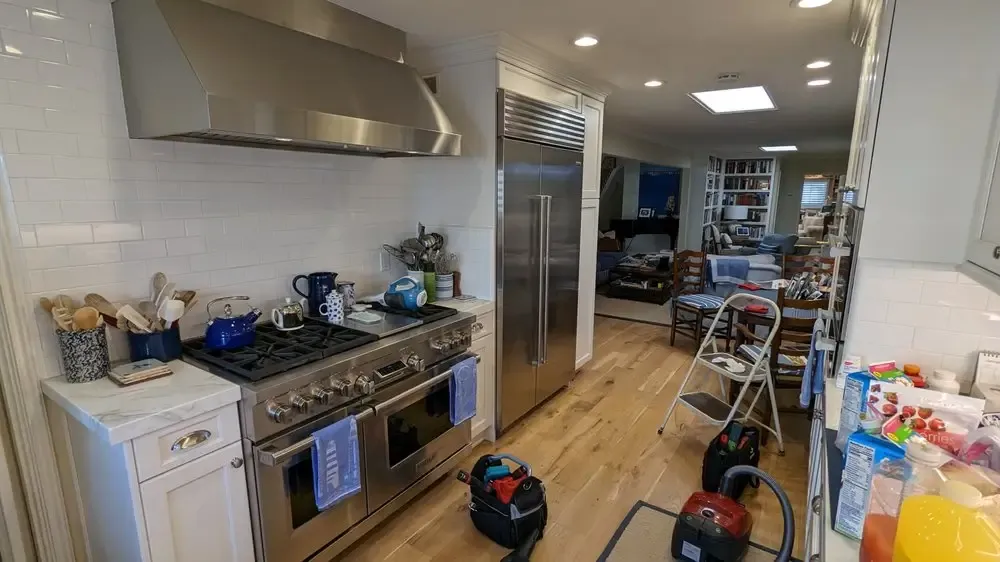 Wolf range and built-in refrigeration in an Orange County kitchen during an oven repair